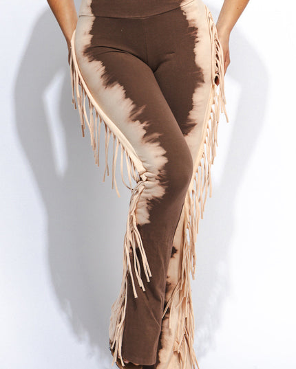 Two tone fringe pants - Muvin 