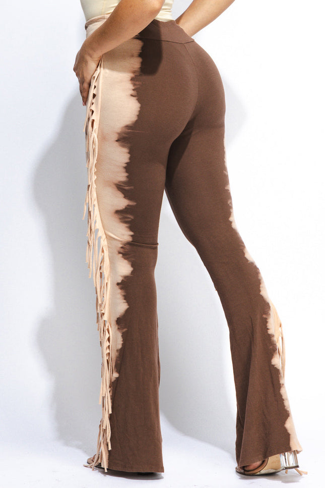 Two tone fringe pants - Muvin 
