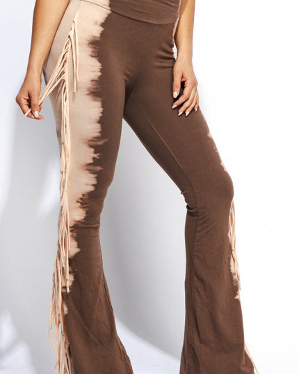 Two tone fringe pants - Muvin 