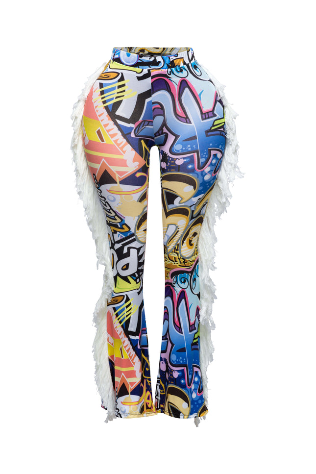 Fringe detailed pants - Muvin 