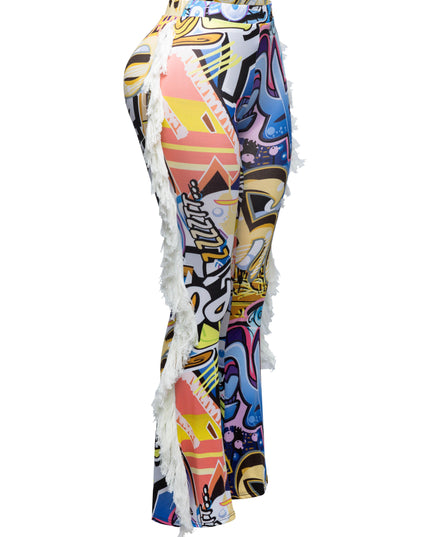 Fringe detailed pants - Muvin 