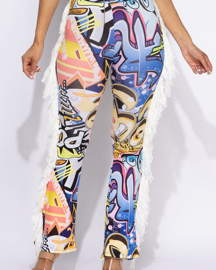 Fringe detailed pants - Muvin 