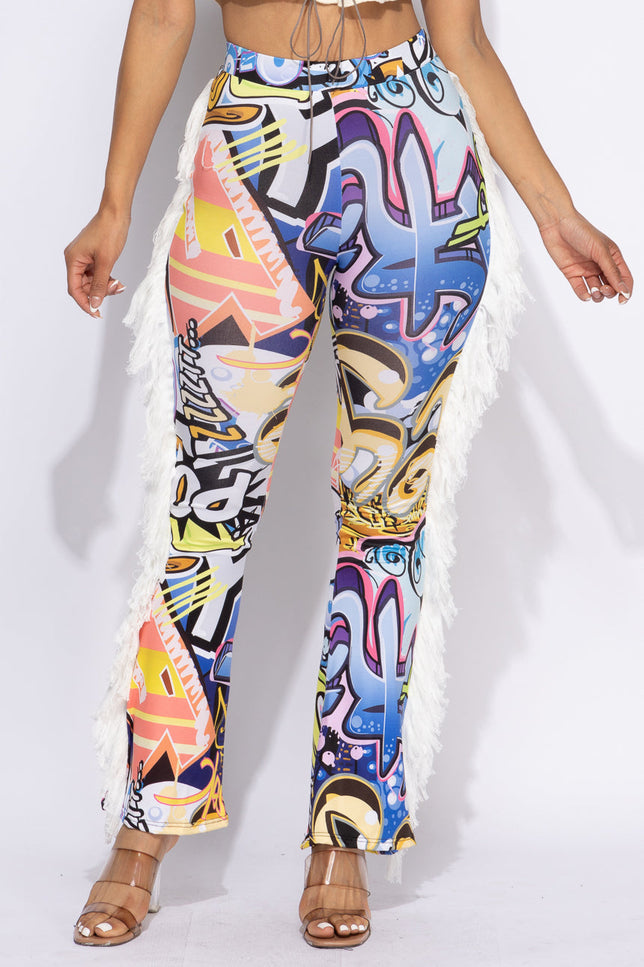 Fringe detailed pants - Muvin 
