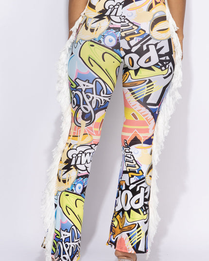 Fringe detailed pants - Muvin 