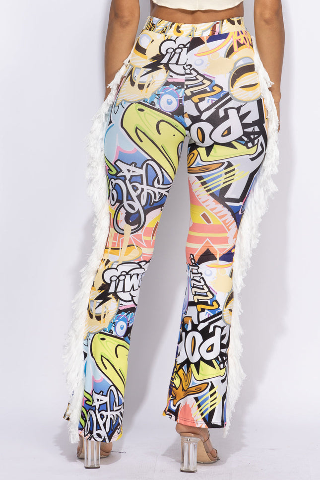 Fringe detailed pants - Muvin 