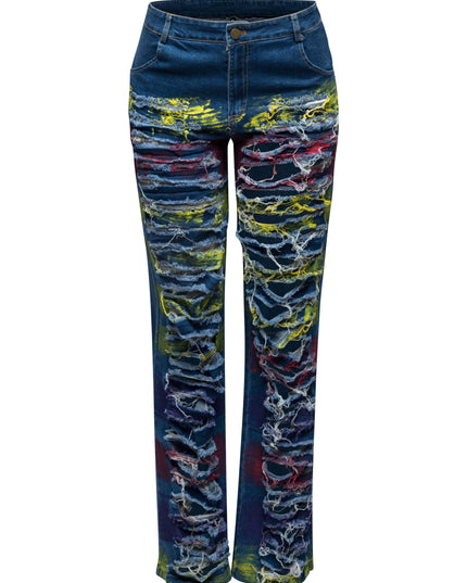 Distressed denim pants - Muvin 