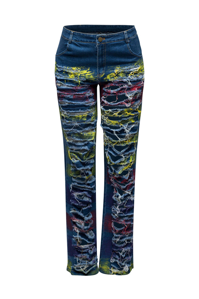 Distressed denim pants - Muvin 