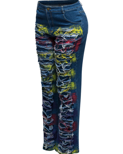 Distressed denim pants - Muvin 