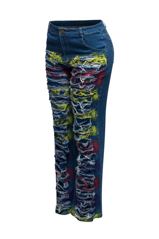 Distressed denim pants - Muvin 