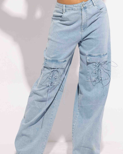 Lace up detailed pants - Muvin 
