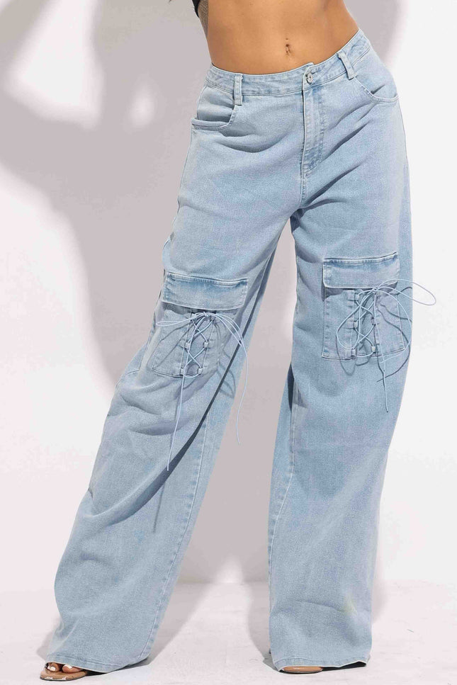 Lace up detailed pants - Muvin 