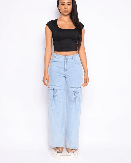 Lace up detailed pants - Muvin 