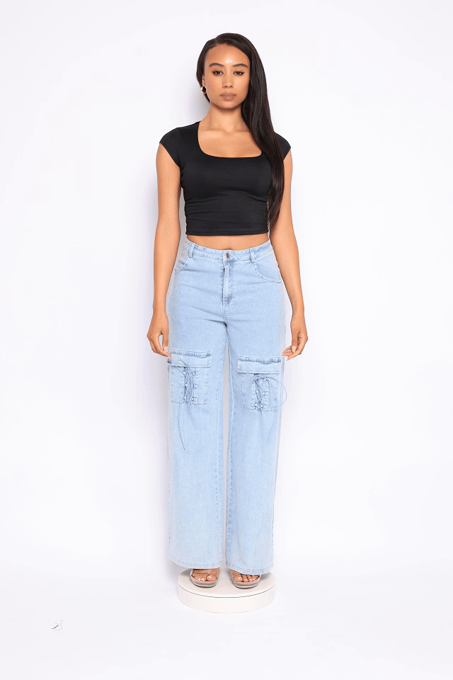 Lace up detailed pants - Muvin 