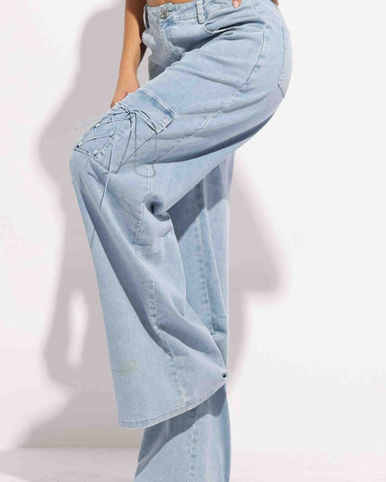 Lace up detailed pants - Muvin 