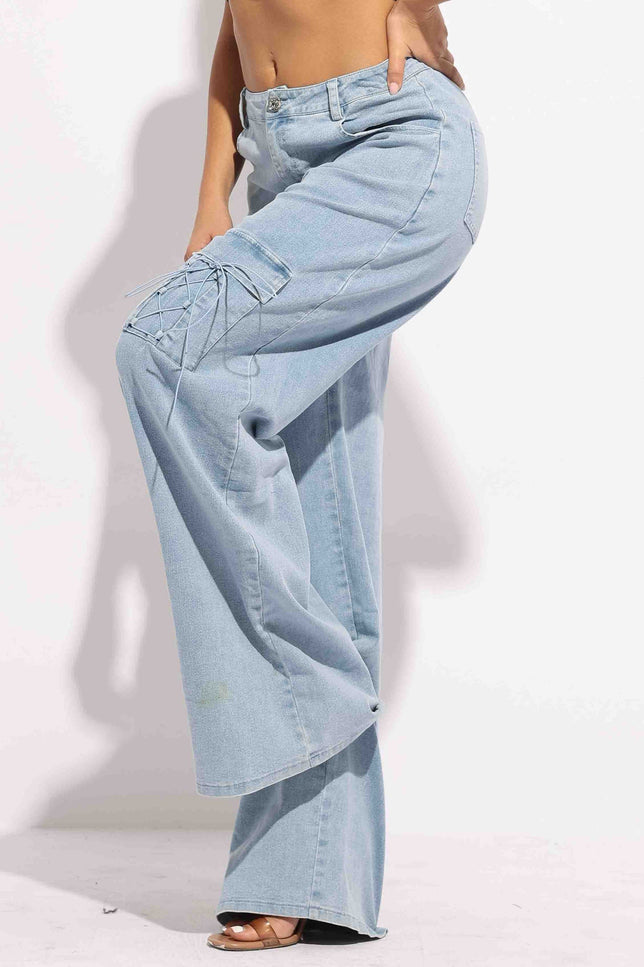 Lace up detailed pants - Muvin 