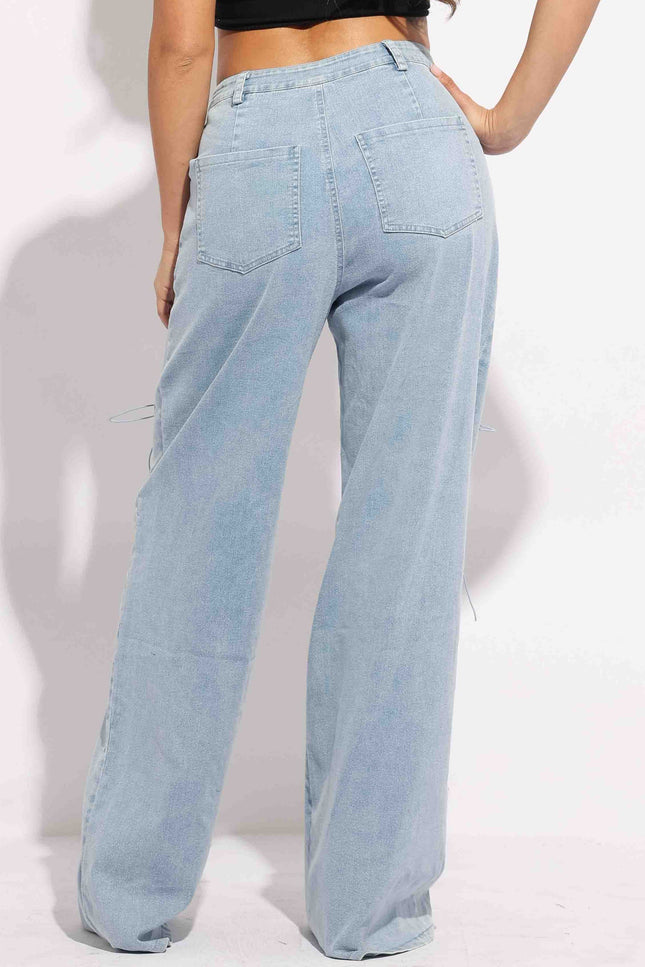Lace up detailed pants - Muvin 