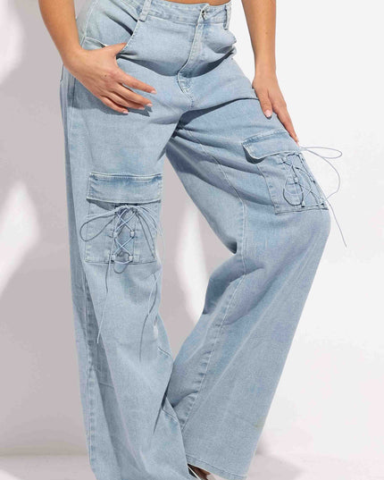 Lace up detailed pants - Muvin 