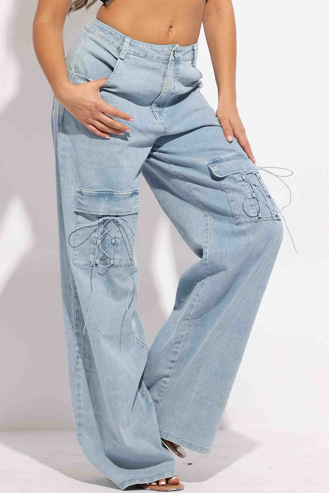 Lace up detailed pants - Muvin 