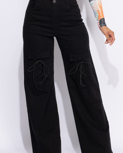 Lace up detailed pants - Muvin 