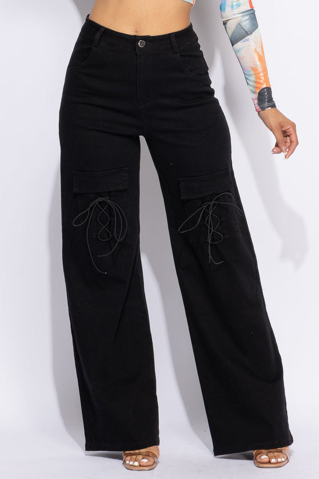 Lace up detailed pants - Muvin 