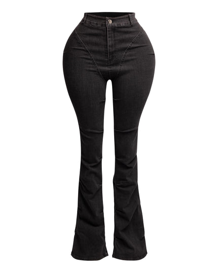 Pinched bell bottom denim pants - Muvin 