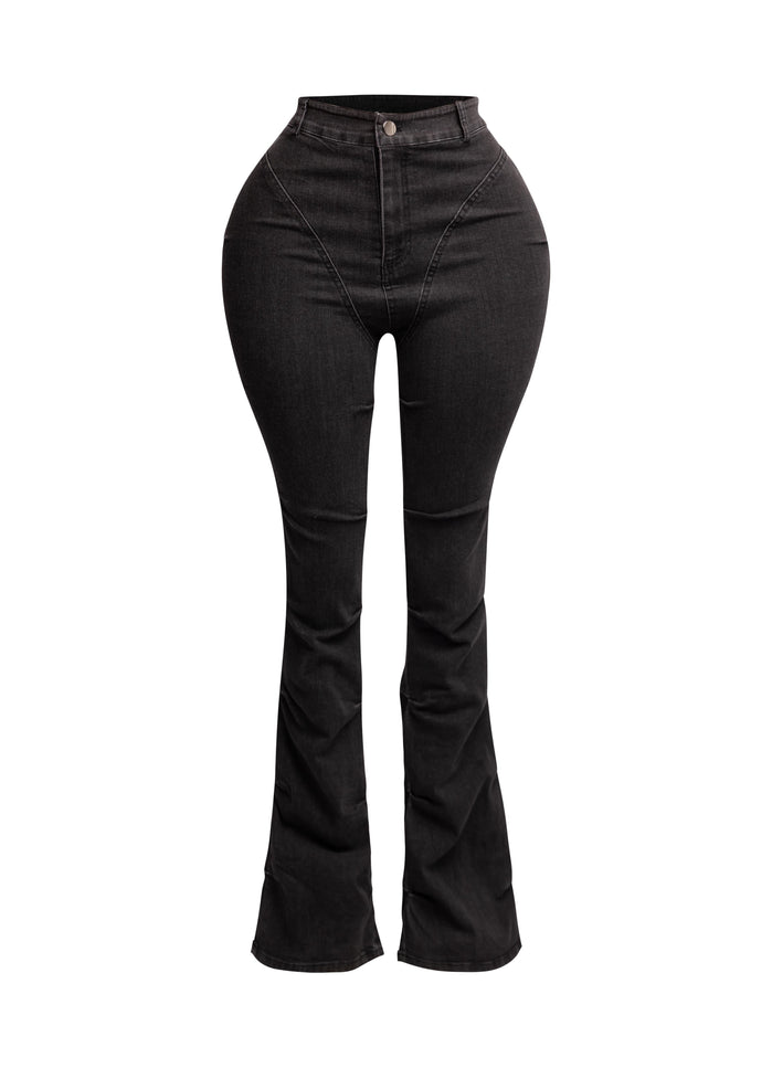 Pinched bell bottom denim pants - Muvin 