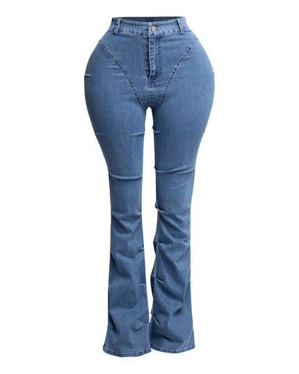 Pinched bell bottom denim pants - Muvin 