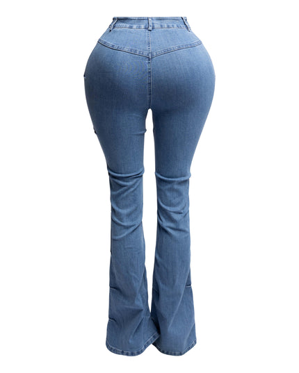 Pinched bell bottom denim pants - Muvin 