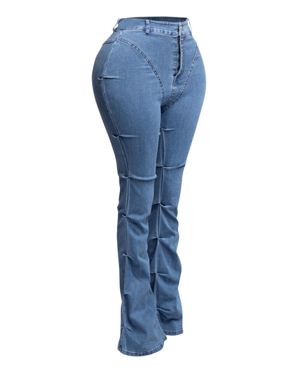 Pinched bell bottom denim pants - Muvin 