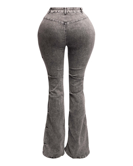 Pinched bell bottom denim pants - Muvin 
