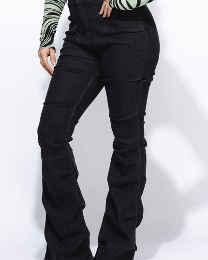 Pinched bell bottom denim pants - Muvin 