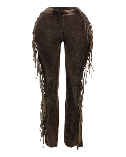 Fringe-Detailed Mineral Washed Pants . - Muvin 