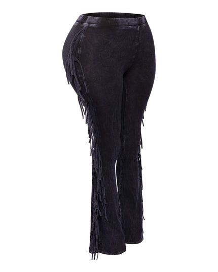 Fringe-Detailed Mineral Washed Pants . - Muvin 