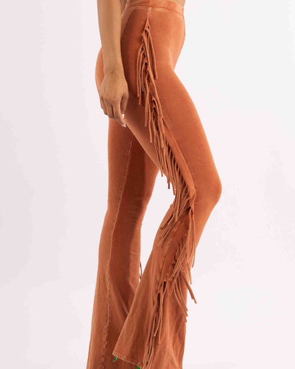 Fringe-Detailed Mineral Washed Pants . - Muvin 