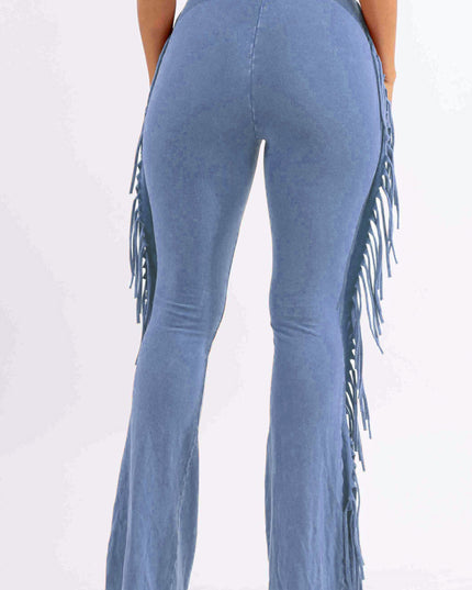 Fringe-Detailed Mineral Washed Pants . - Muvin 
