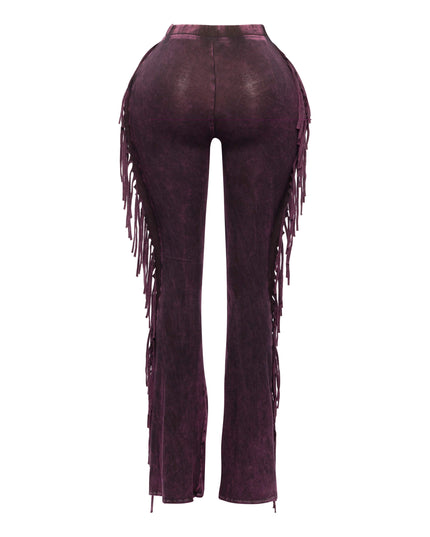 Fringe-Detailed Mineral Washed Pants . - Muvin 