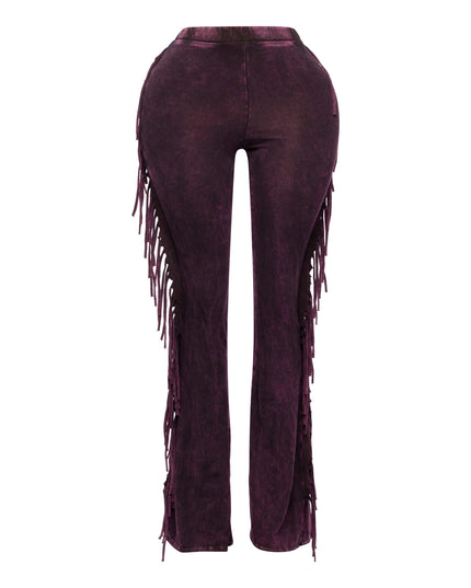 Fringe-Detailed Mineral Washed Pants . - Muvin 