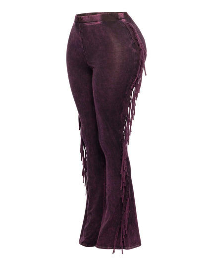 Fringe-Detailed Mineral Washed Pants . - Muvin 