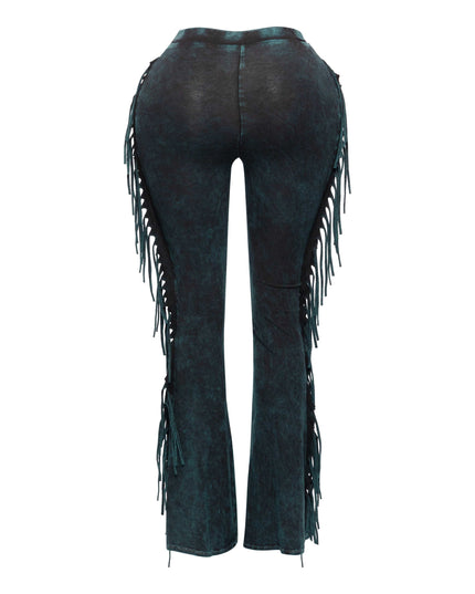 Fringe-Detailed Mineral Washed Pants . - Muvin 