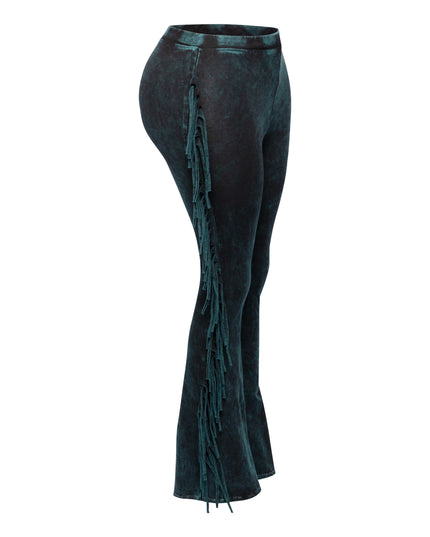Fringe-Detailed Mineral Washed Pants . - Muvin 