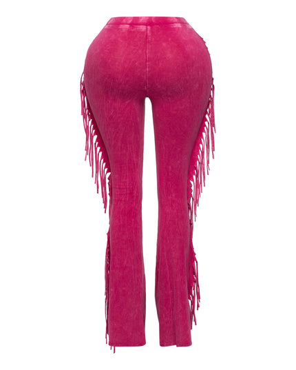 Fringe-Detailed Mineral Washed Pants . - Muvin 