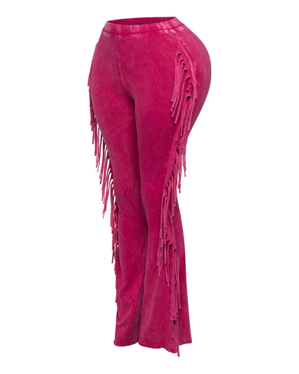 Fringe-Detailed Mineral Washed Pants . - Muvin 