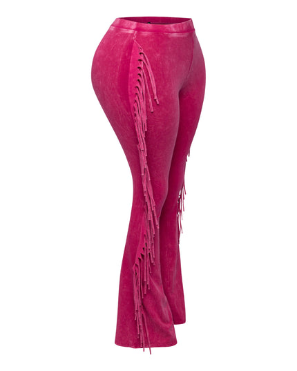 Fringe-Detailed Mineral Washed Pants . - Muvin 