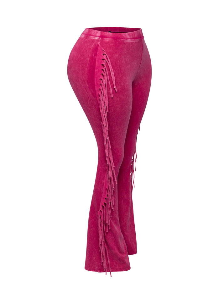 Fringe-Detailed Mineral Washed Pants . - Muvin 