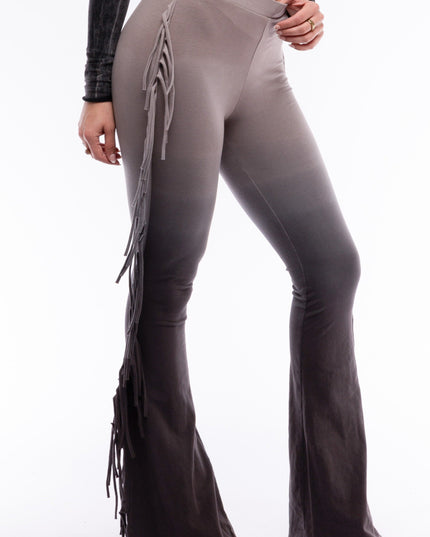Dip wash fringe flared pants - Muvin 