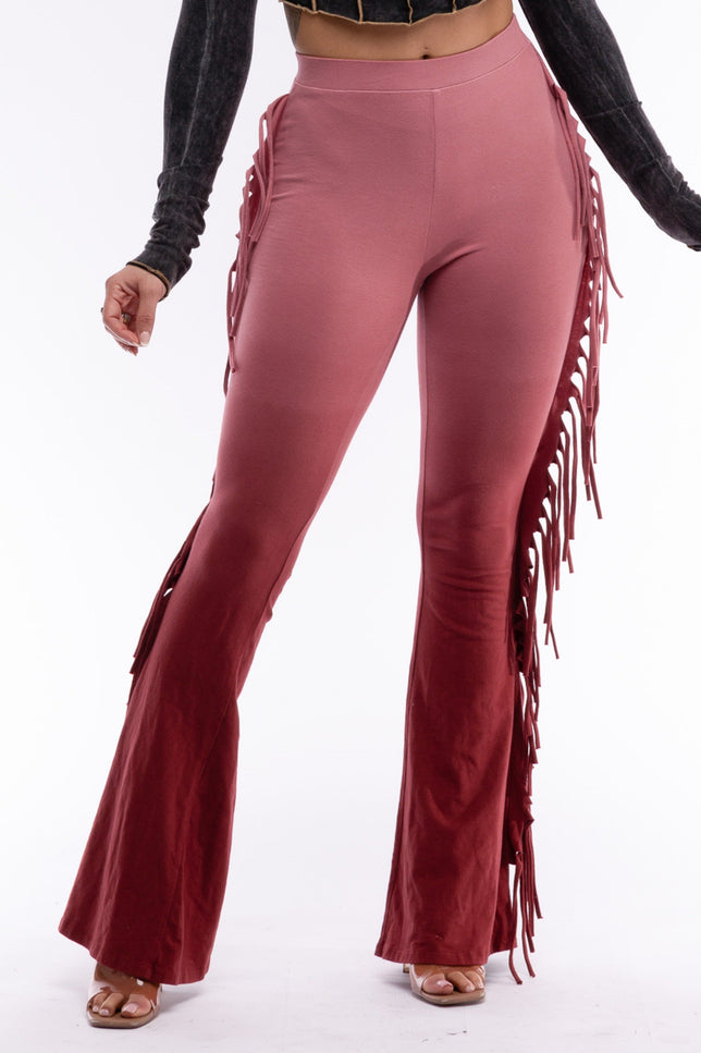 Dip wash fringe flared pants - Muvin 