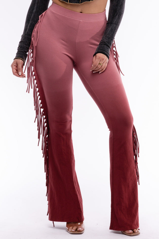 Dip wash fringe flared pants - Muvin 