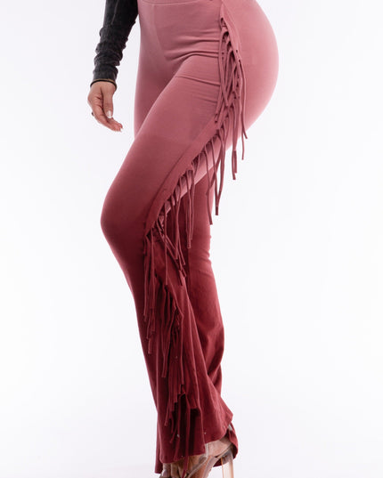 Dip wash fringe flared pants - Muvin 