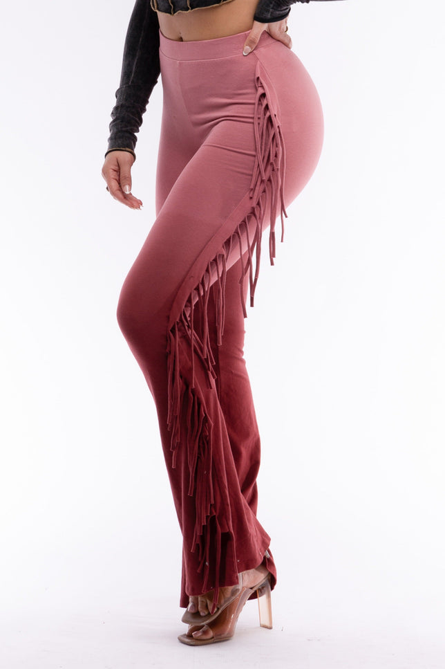 Dip wash fringe flared pants - Muvin 
