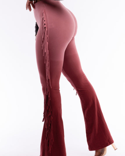 Dip wash fringe flared pants - Muvin 